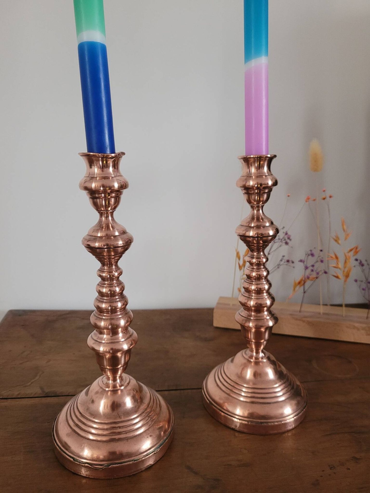 Lot de 2 bougeoirs en cuivre