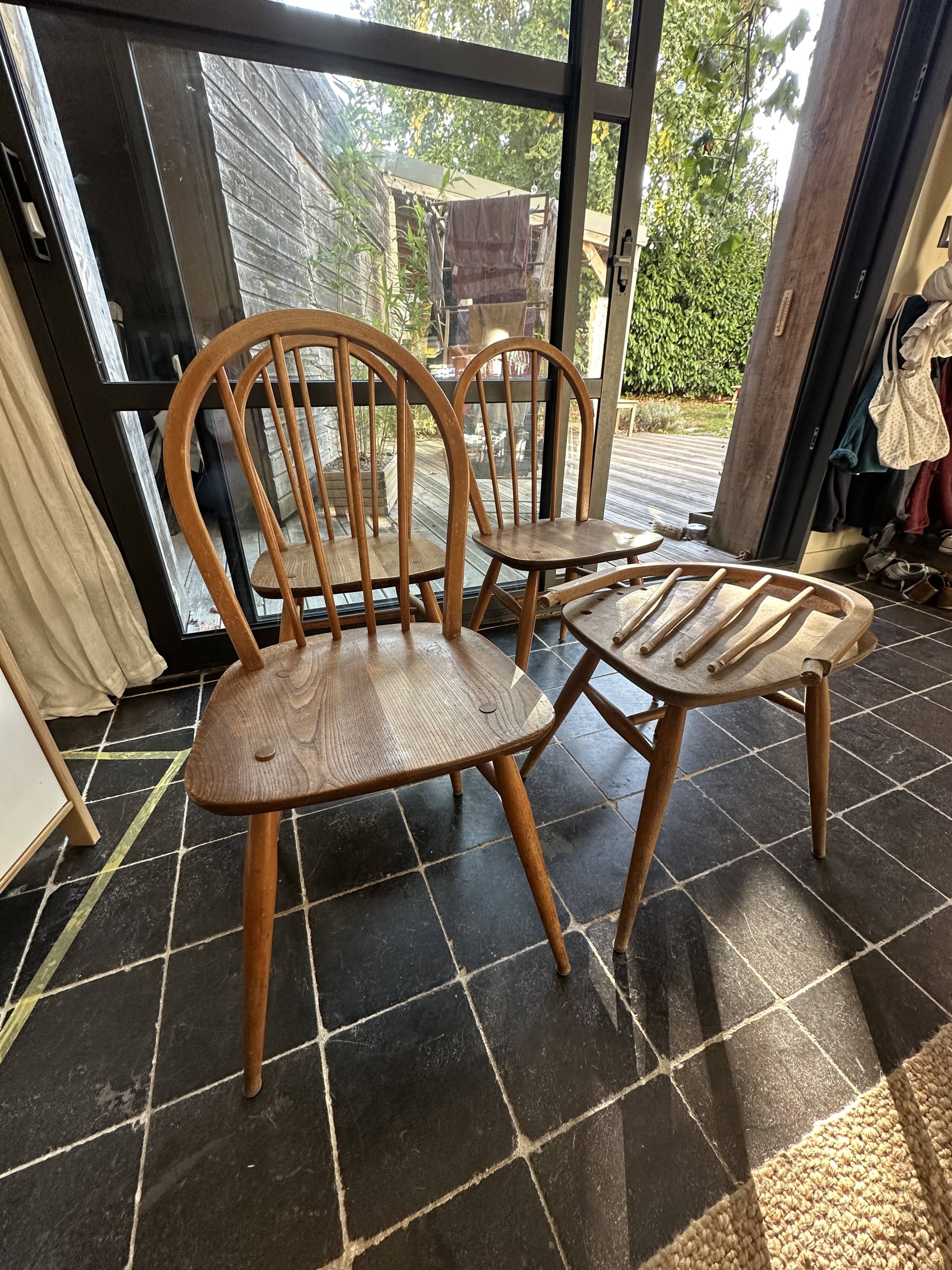 Lot of 4 Ercol chairs BS 1960 JH 2056