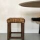 Solid oak stool with woven hemp seat by Audoux Minnet.