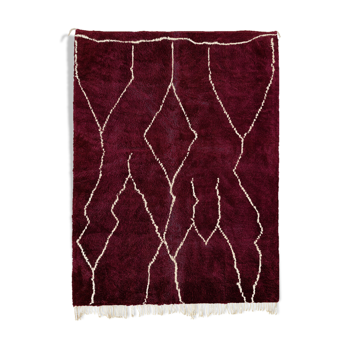 Tapis marocain moderne rouge foncé