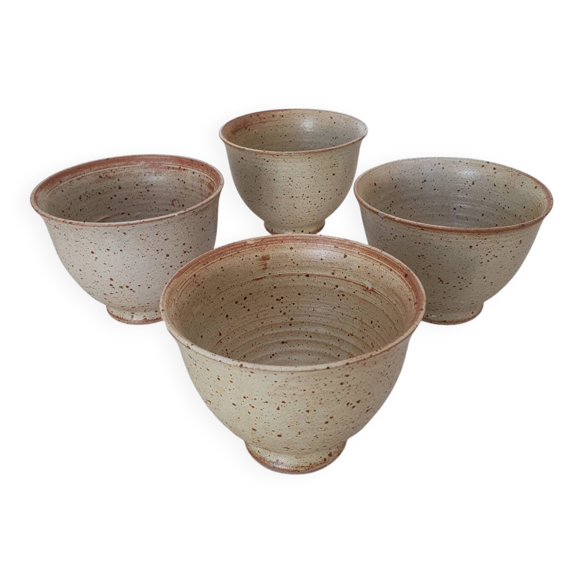 Set of 4 Large Pyrite Stone Bowls