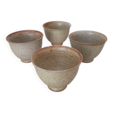 Set of 4 Large Pyrite Stone Bowls