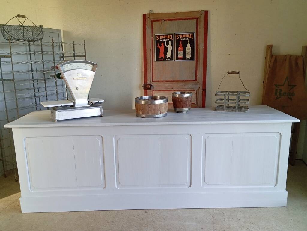 Comptoir d'épicerie 245 cm fin XIXème