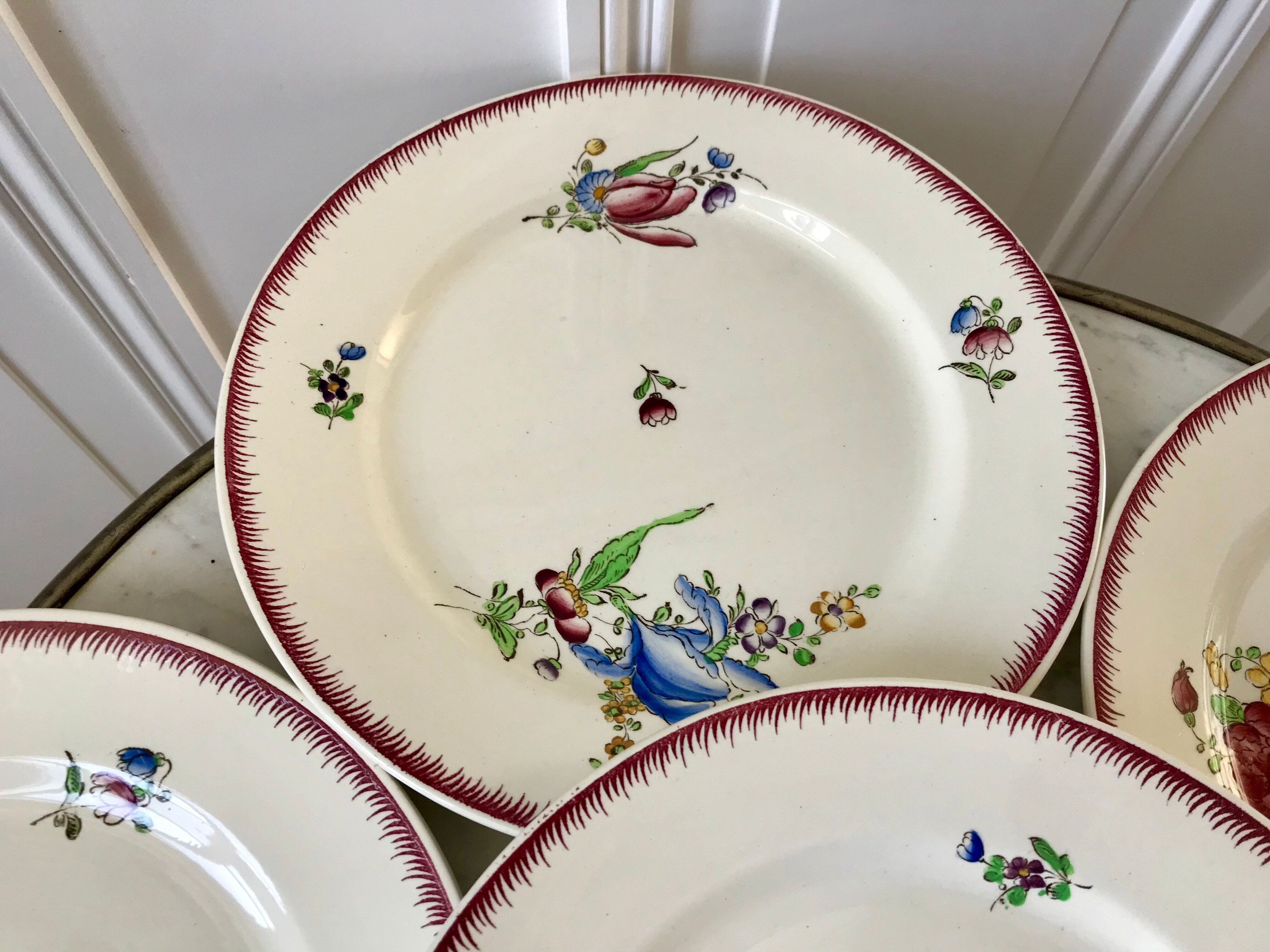 lot de 6 grandes assiettes plates Villeroy & Boch La Louvière fabrication belge en Terre de Fer débu