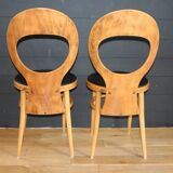 2 baumann chairs, seagull, dark beech, black imitation leather