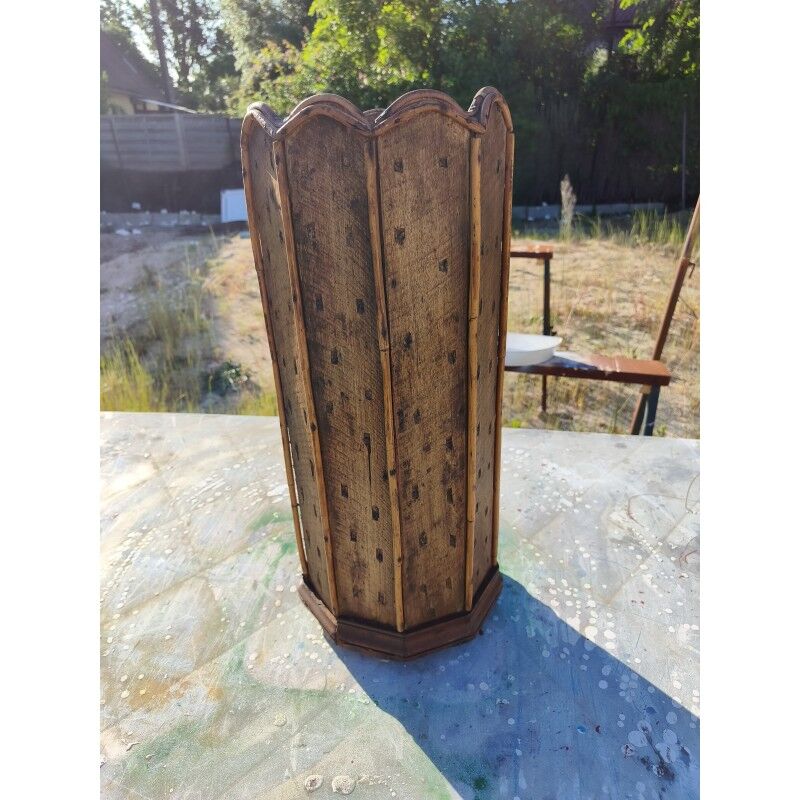 Wood and rattan umbrella stand