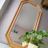 Light oak wooden mirror from the 1980s