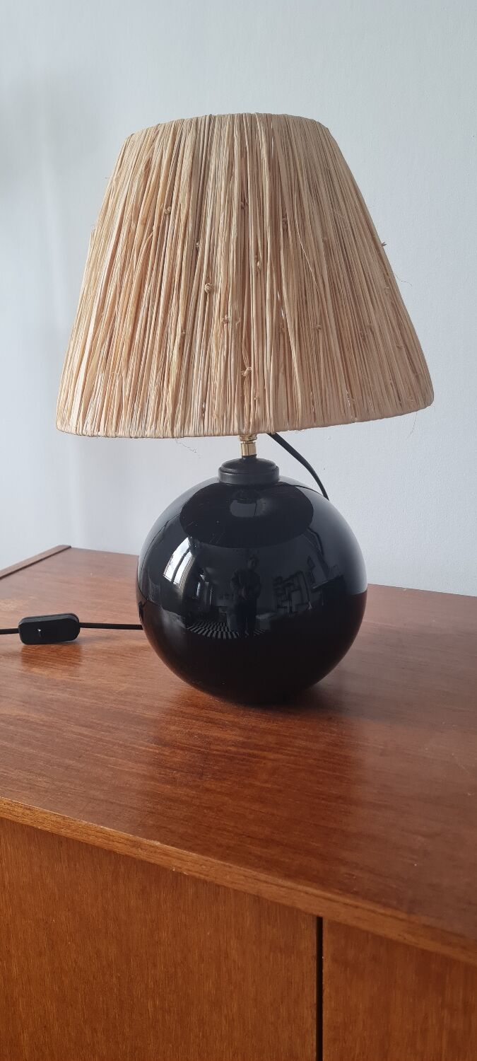 Black glass ball lamp art deco 1930