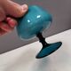 Vintage turquoise glass pedestal bowl Carlo Moretti Italy 1960s