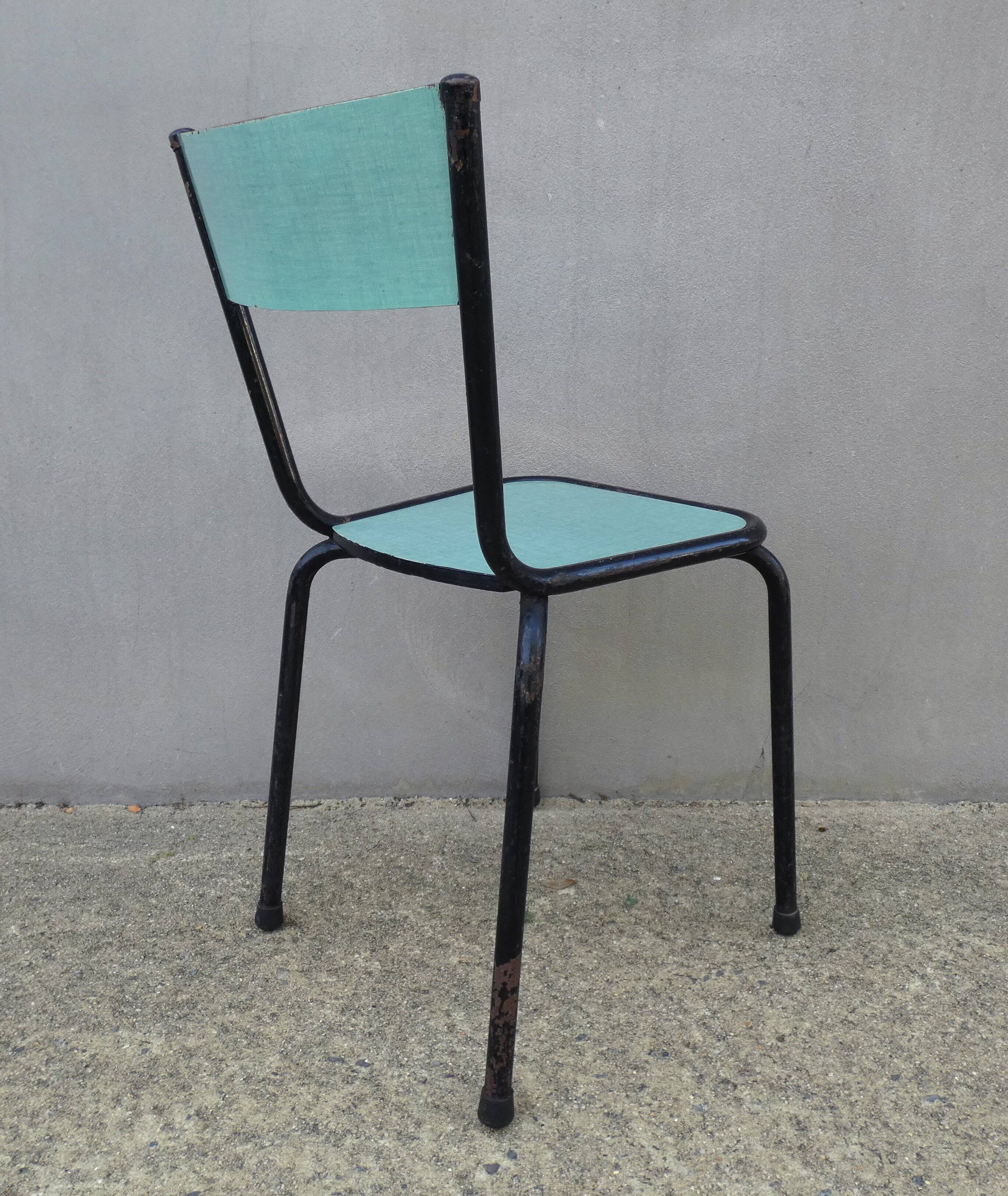 6 chaises en formica vert mint design vintage