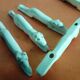 Suite of 5 porcelain knives about animal dog