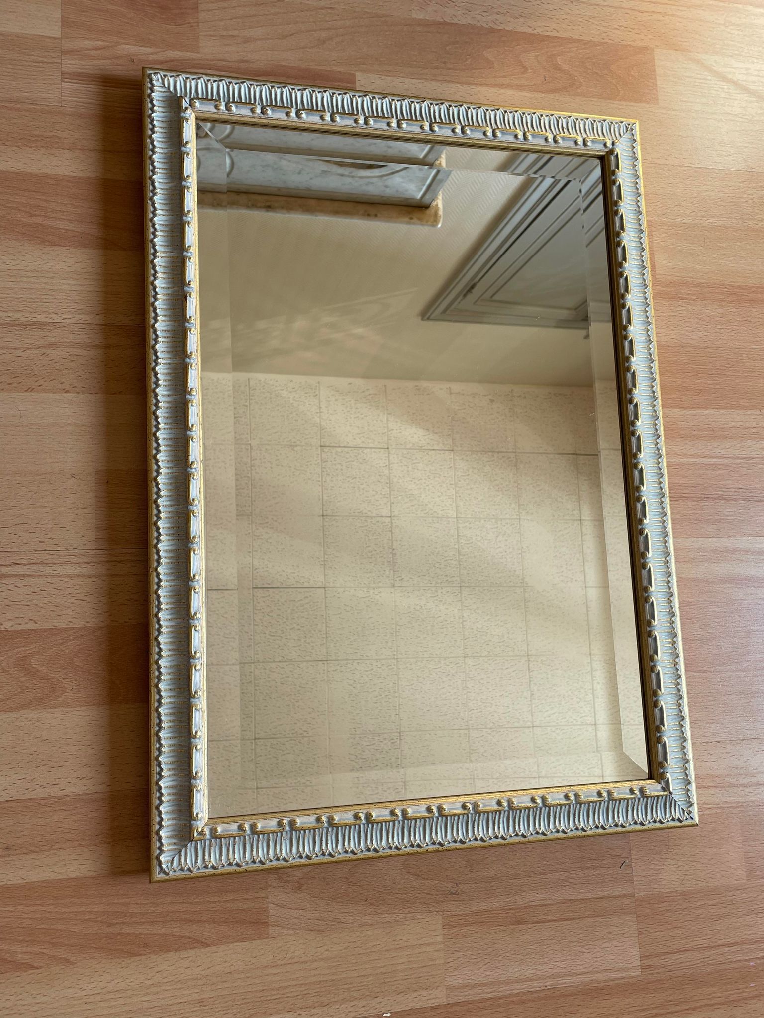 Mirror golden white frame