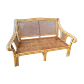 Banquette en rotin et cannage