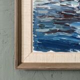 1971 Mid-Century Modern "Boathouse", Vintage Swedish Framed Oil Painting