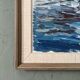 1971 « hangar à bateaux » moderne, peinture à l’huile suédoise vintage encadrée