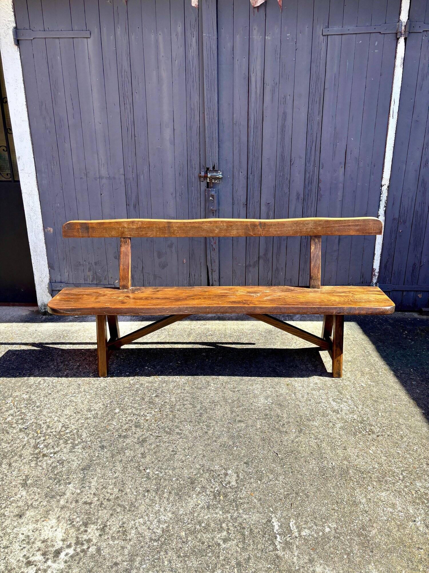 Banc en bois foncé Aranjou années 1980