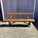 Banc en bois foncé Aranjou années 1980