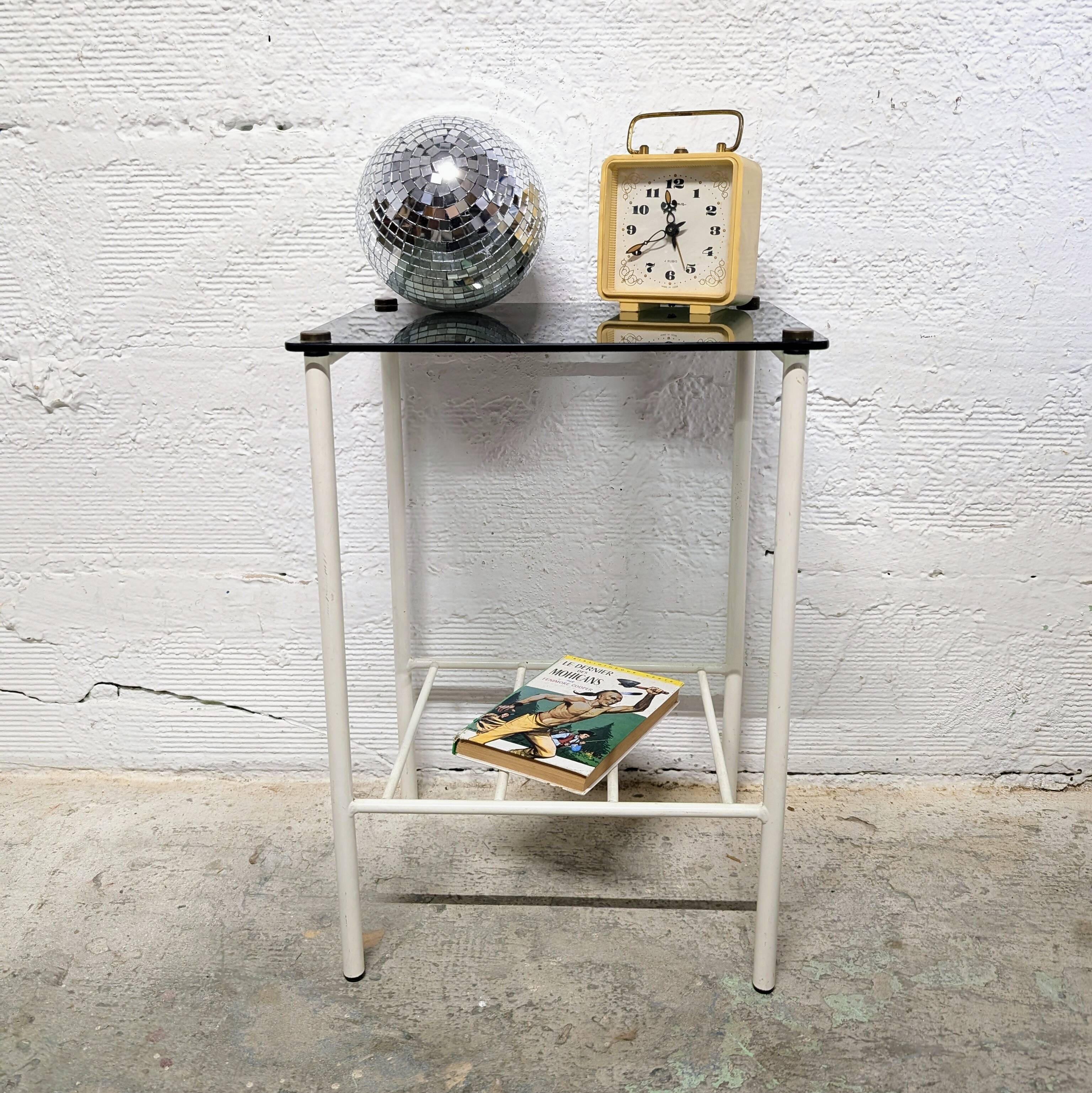 Vintage metal and glass side table