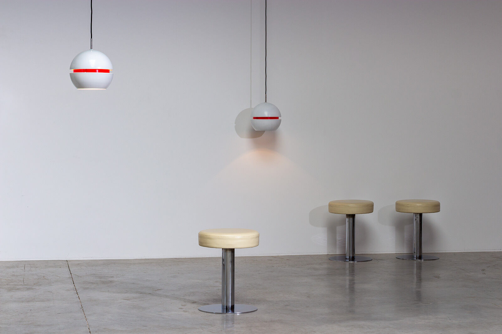 Pair of pendant lamps by Stilnovo Italy 1950