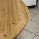 Round table 117cm extendable with a solid pine extension, vintage from the 1970s.