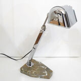 Office Art Deco lamp, chrome metal, & base marble, 1930 s