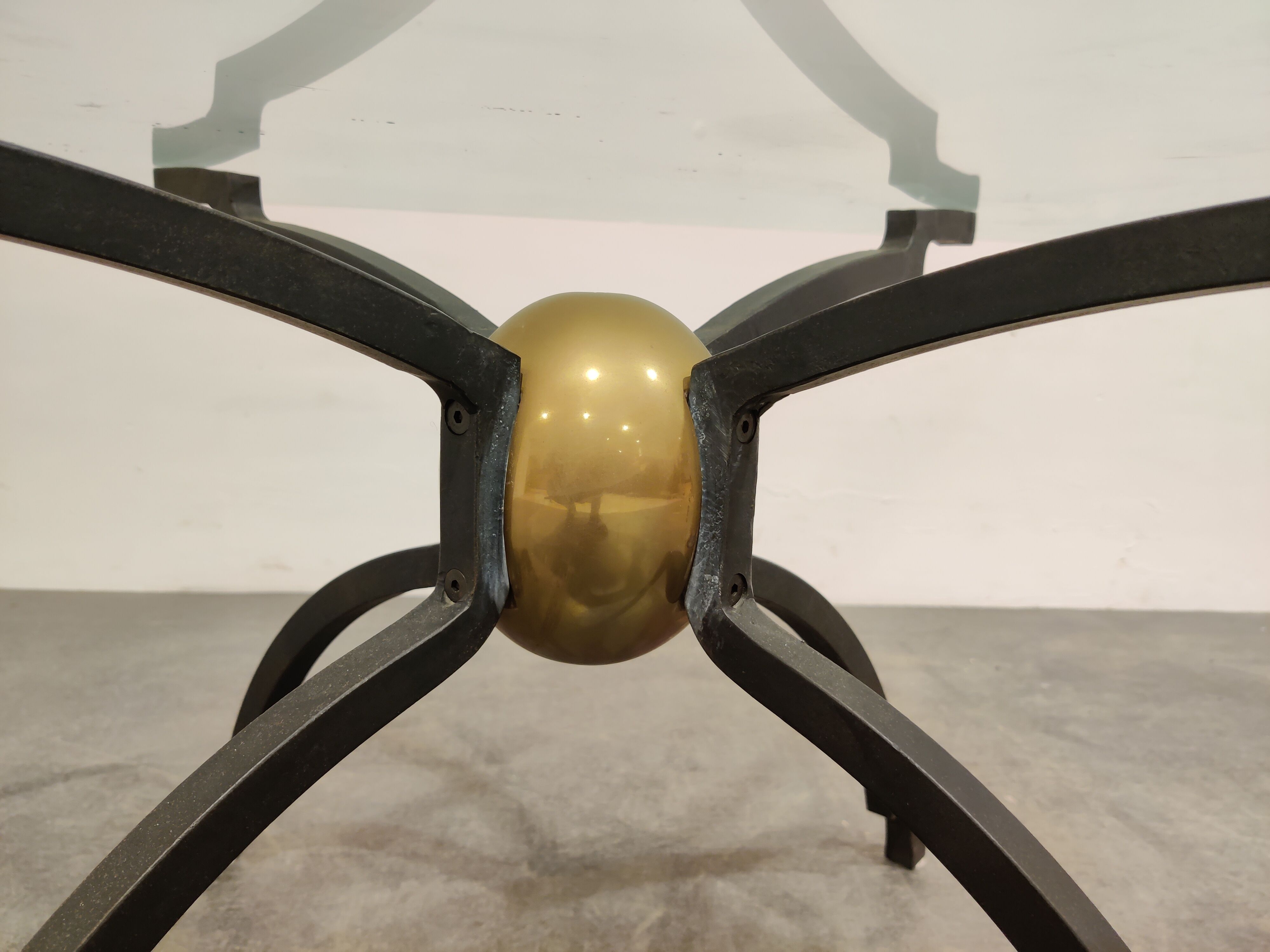 Peter Ghyczy iron and brass coffee table