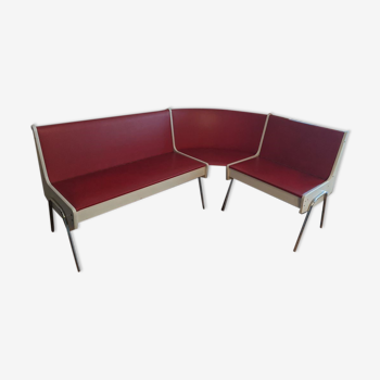 Banquette d'angle - coin repas - skaï et formica - année 50 / 60