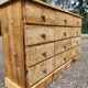 Antique fir wood workshop cabinet with drawers
