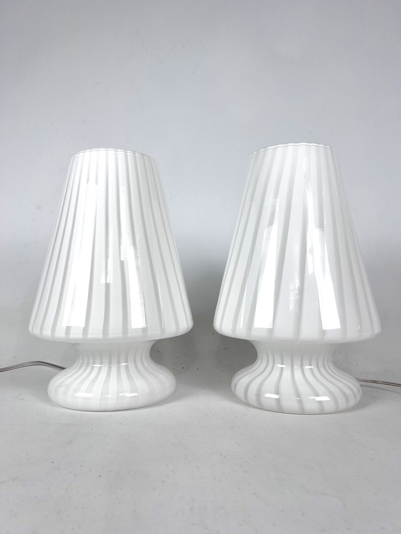 Vintage set of two postmodern Murano glass table lamps from 70s