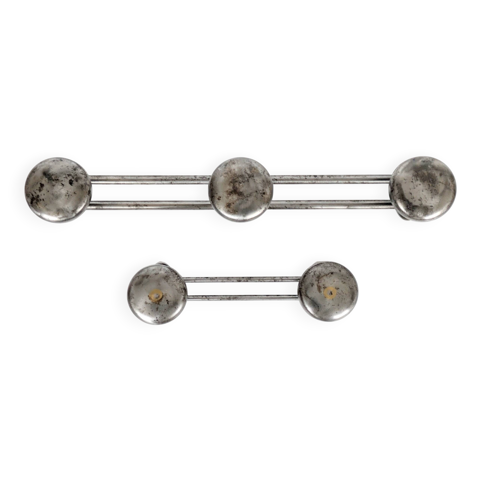 Pair of wall hooks in steel, industrial style, 1950s