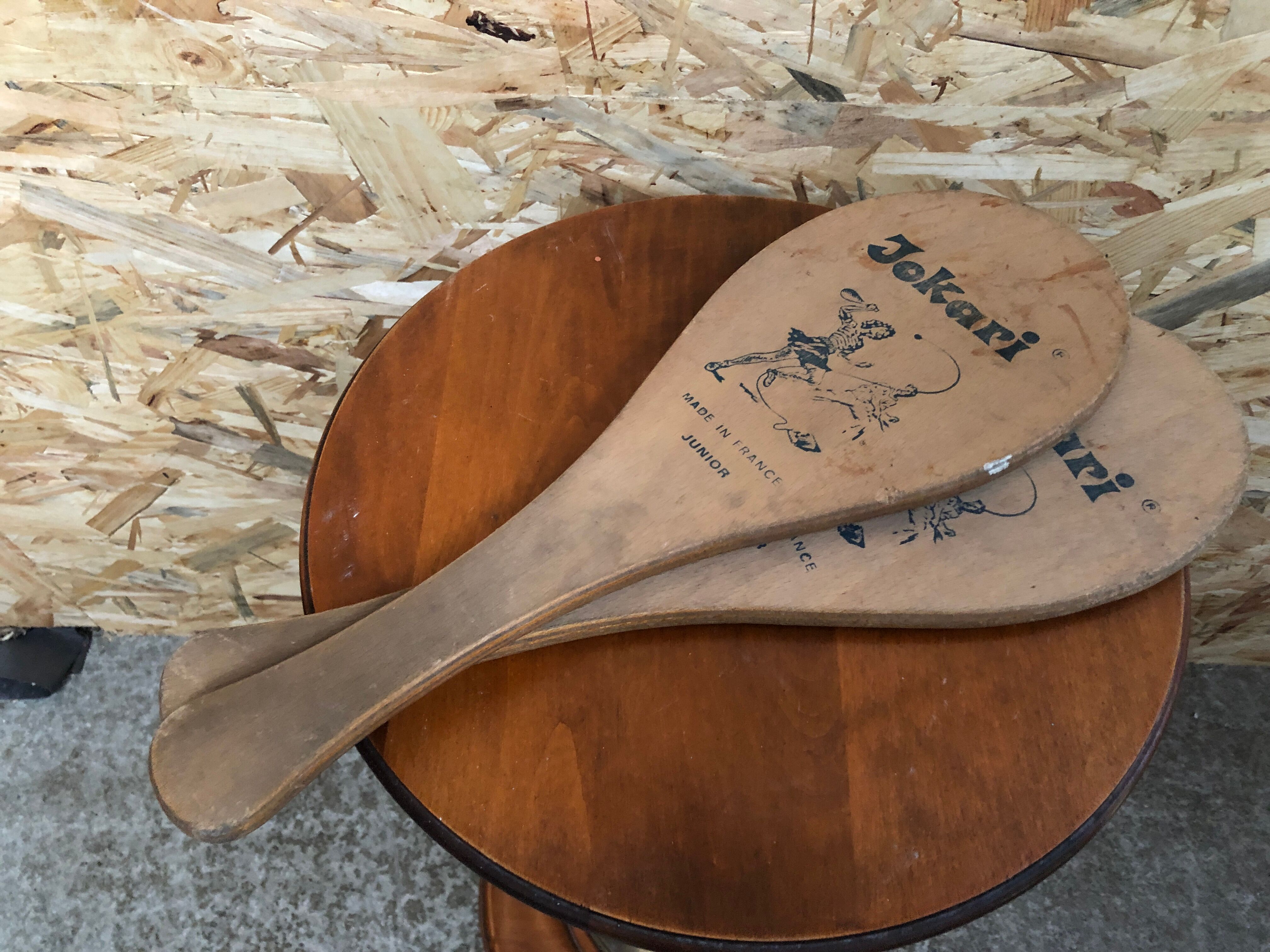 Pair old racket jokari junior wood made in france sport vintage