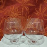 Pair of two large tasting cognac glasses