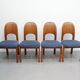 Vintage eetkamerstoelen Holstebro Denmark Teakhout nieuwe stoffering blauw