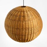 Very rare original XXL rattan ball pendant lamp | Mid Century Modern | Ø 66