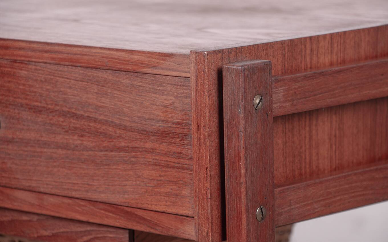 Vintage Danish sewing cabinet, known as "Travailleuse", teak and rattan from the 1960s.