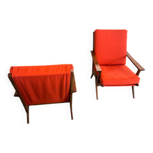 Paire de fauteuils bois