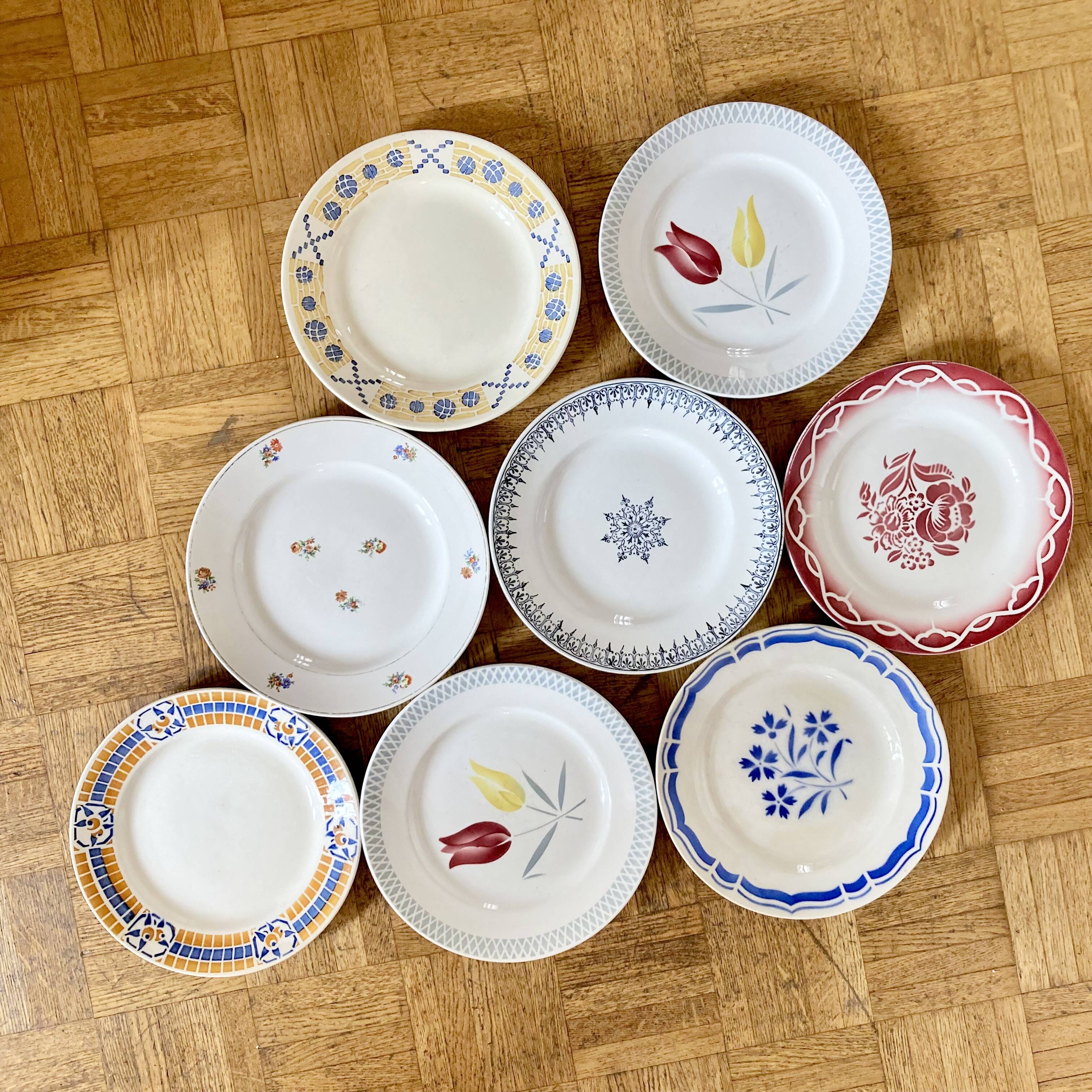 8 mismatched old plates