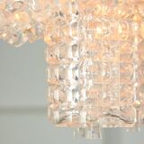 Vintage Austrolux Glass Chandelier: Mid-Century Chrome Pendant Light
