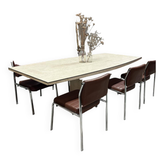 Jean Charles style travertine dining table