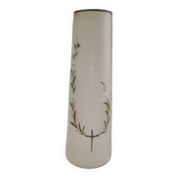 Old art nouveau vase frosted glass cylinder leaf decoration