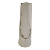 Old art nouveau vase frosted glass cylinder leaf decoration