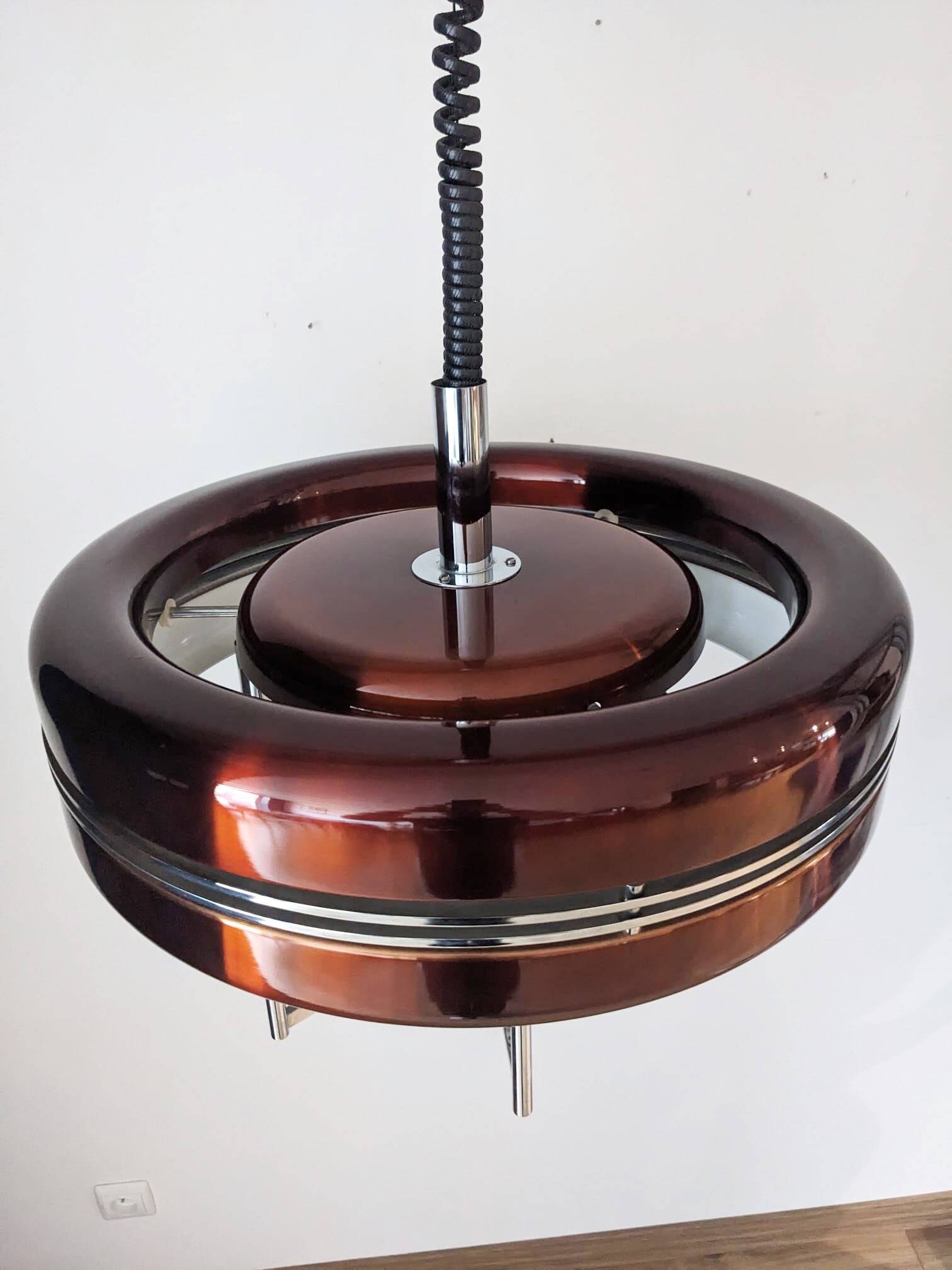 A modernist UFO pendant light from the 70s