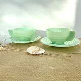 2 cups and saucers opaline mint art deco 50/60