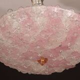 Charming Large Size Murano Ceiling Light Pink Flower by Seguso for Venini,