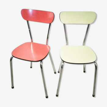 Paire de chaises en formica sang et or