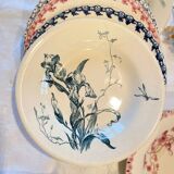 6 Mismatched Terre de Fer Hollow Plates Gien Late 19th Early 20th