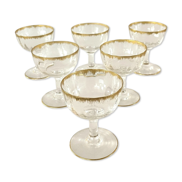 Liqueur Glasses, Vintage French Set of 6 – Gold Rimmed Stemware