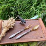 Salad cutlery in silver filled and horn early twentieth century