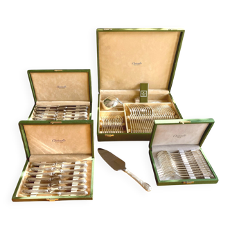 Large Christofle Marly silver-plated cutlery set, 74 pieces, very good condition