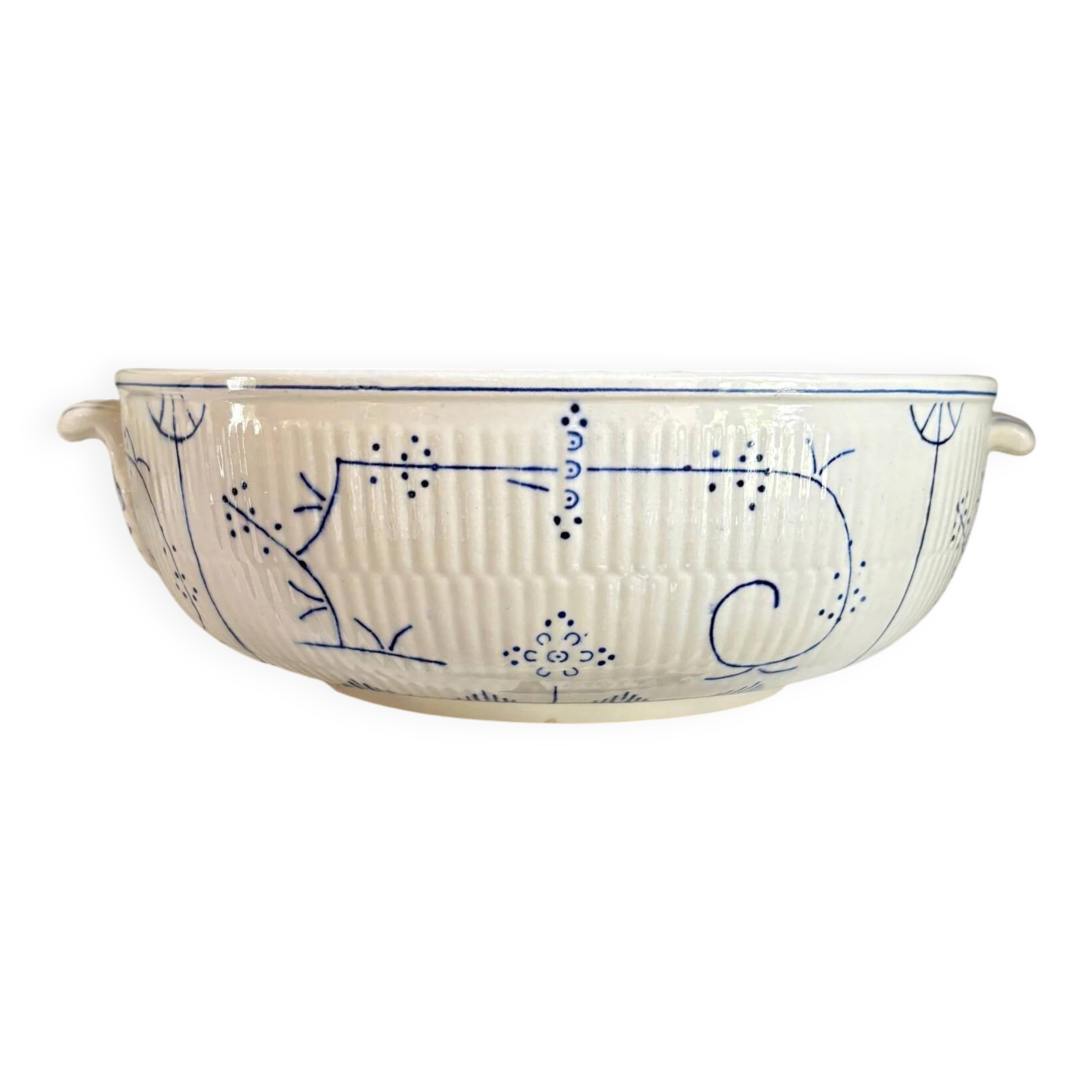 Saladier Boch La Louvière en faïence émaillée bleue, service "Copenhague" - années 1920-30